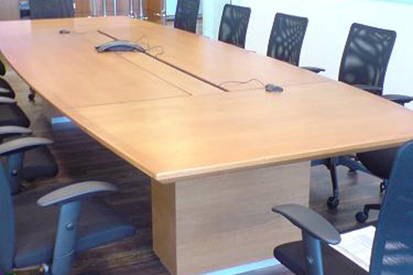 conference table with wood veneer finishes
