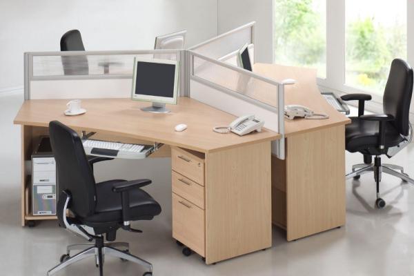 cluster of 3 workstations with desking panels