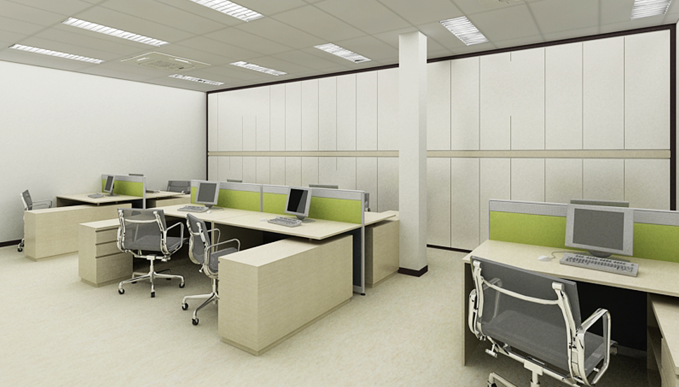 open concept office workstations and cabinets