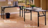 Light grey color table top with black color pvc hard edging. Metal legs in black color finishing